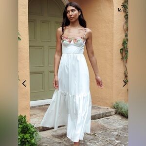 Selfie Leslie White Dress with Floral Accents